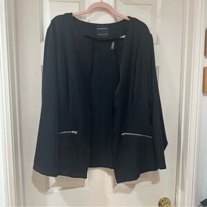 BloomChic Black Blazer with Zipper Pockets-Open Front